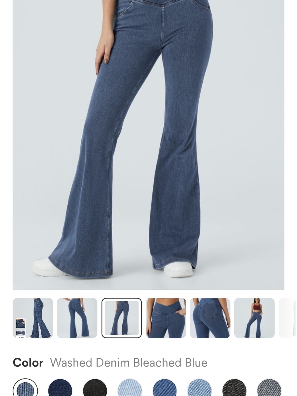 HALARA Bleached Washed Blue Flare Jeans